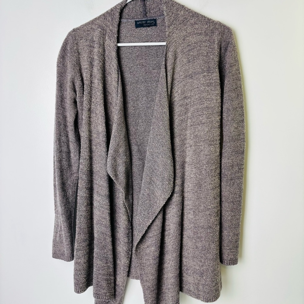Barefoot Dreams Cozychic Lite Island Wrap Gray Open Front Cardigan Size S/M